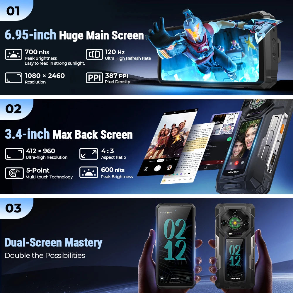 Smartphone Ulefone Armor 33 Pro 5G Rugged - Batterie 25500mAh 512GB NFC