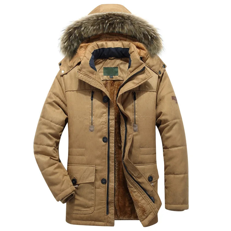 Parka Homme Hiver Vintage Polaire - Capuche Fermeture Éclair Poches
