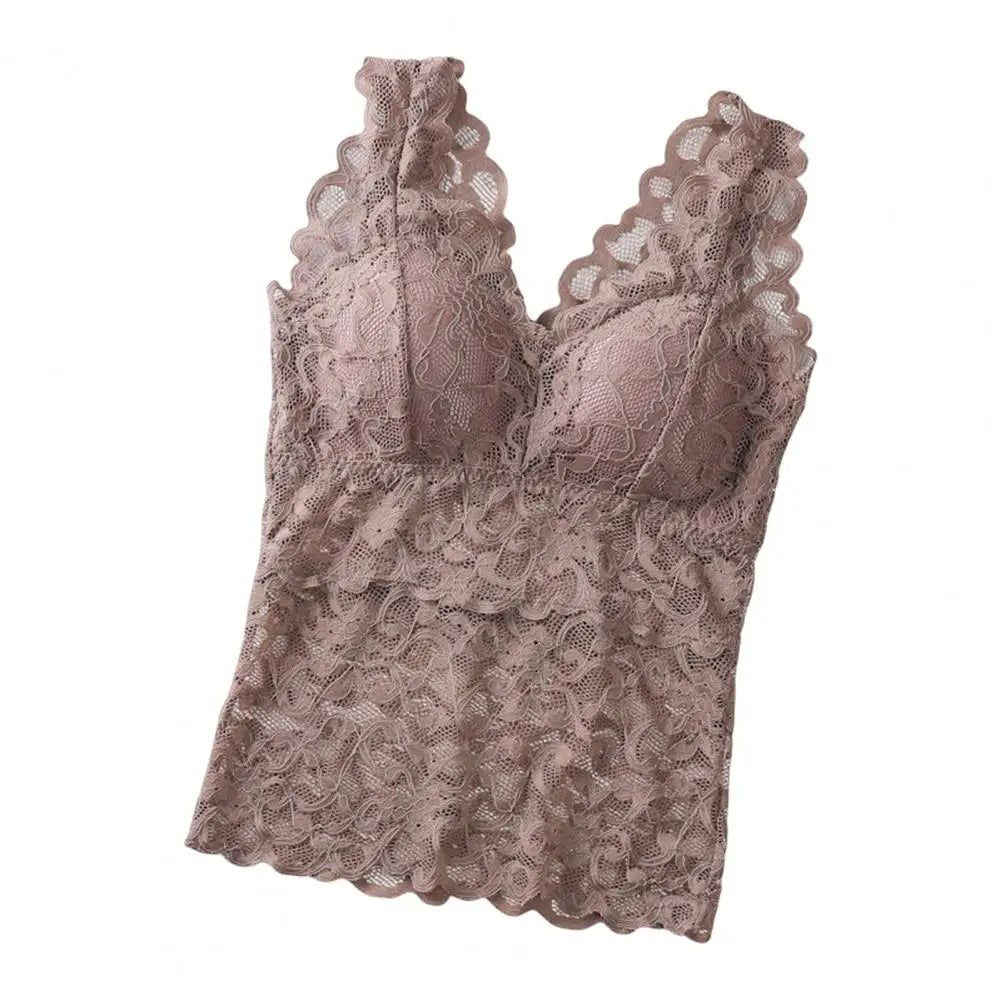 Débardeur Femme Dentelle Transparent Dos Nageur - Brassière Intégrée Lingerie