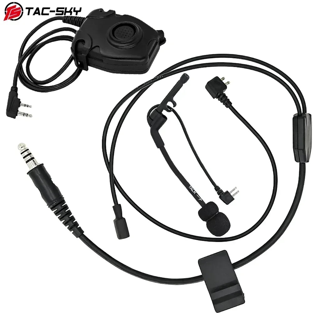 Ensemble Casque Tactique Extérieur avec Câble Y et Microphone /TAC-SKY outdoor hunting tactical headset Y cable set adaptator