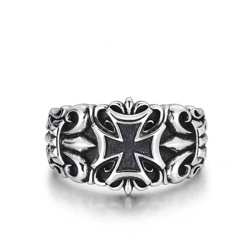 Bague Croix Punk Grande Ajustable Homme - Bijou Gothique Rétro Street