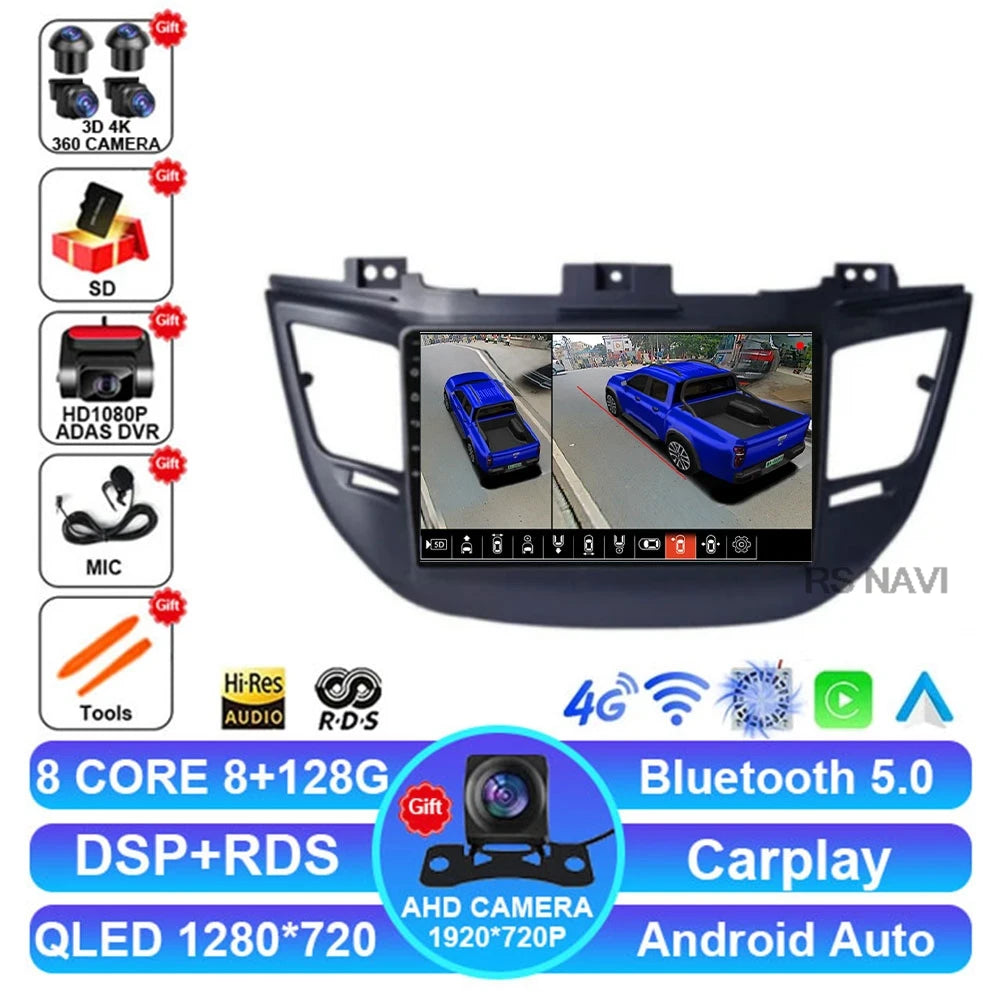 Radio Auto Android 15 Hyundai Tucson IX35 2015-2018 - QLED CarPlay DSP