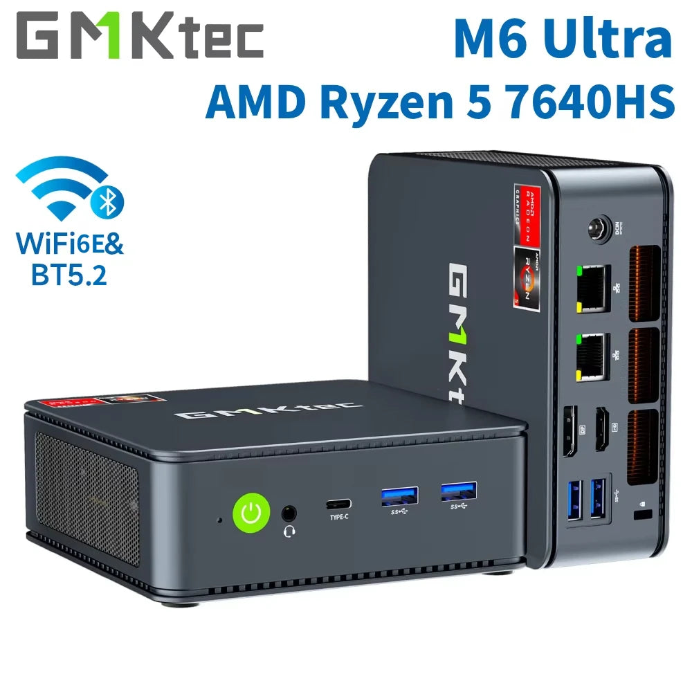 Mini PC Gaming GMKtec M6 Ultra AMD Ryzen 5 7640HS - WiFi 6 BT 5.2 Triple 4K