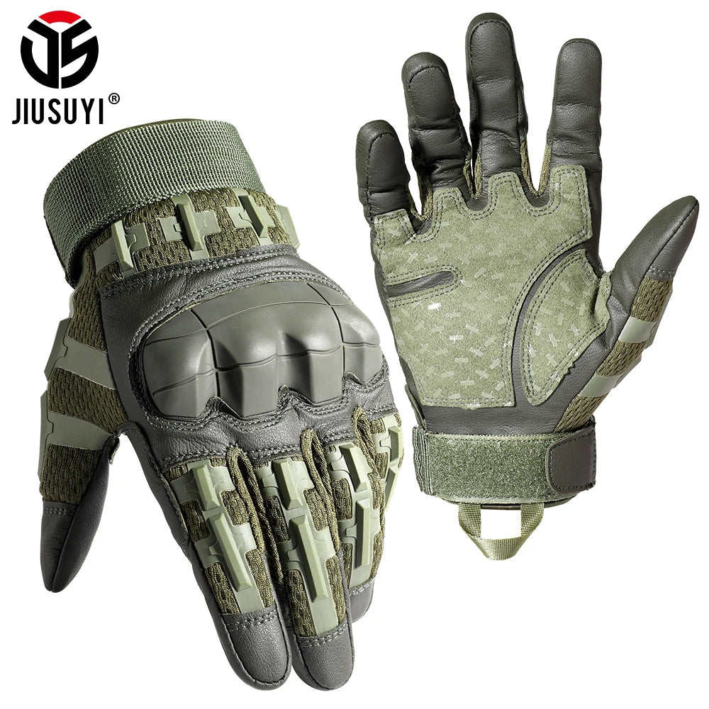 Gants Tactiques Cuir PU Tactile Doigt Complet - Combat Chasse Airsoft Vélo