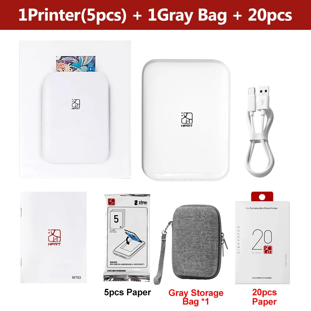 Imprimante Photo Portable HPRT 2x3'' Sans Fil Zink - Stickers Autocollants