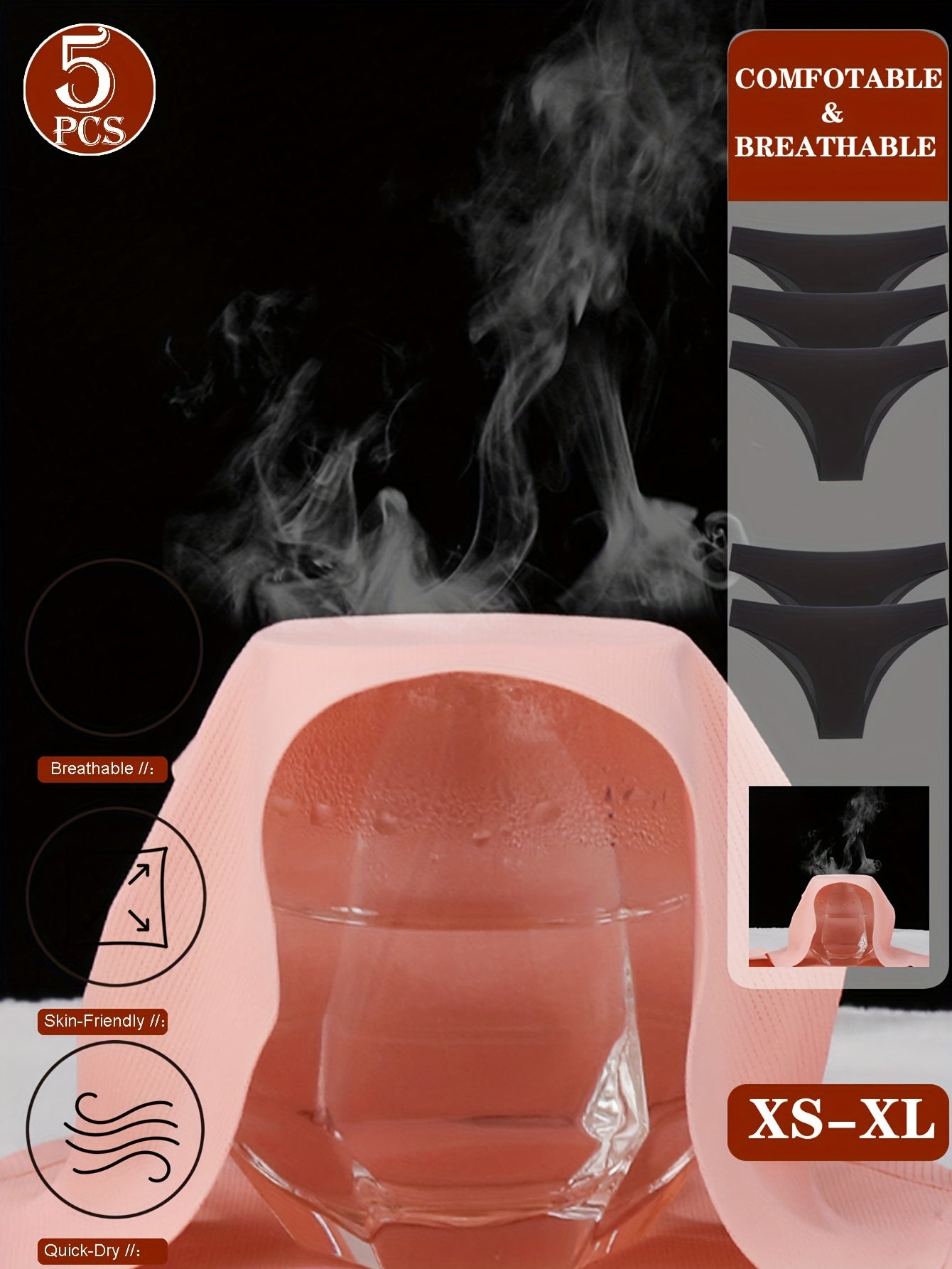 Lot 5 Culottes Bikini Femme Seamless - Respirantes Séchage Rapide Confort