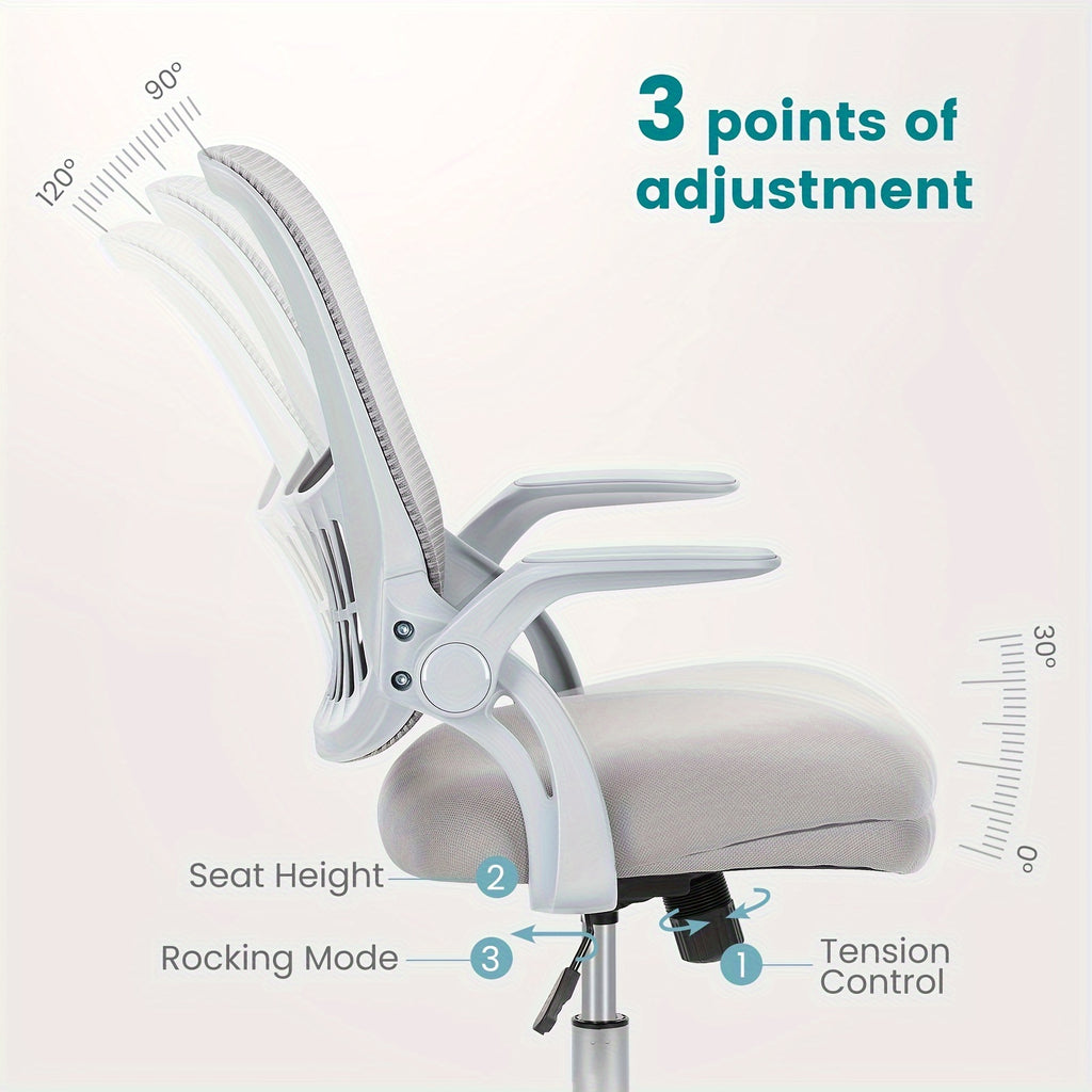 Chaise Bureau Ergonomique Mesh Roulettes - Support Lombaire Accoudoirs Pivotante