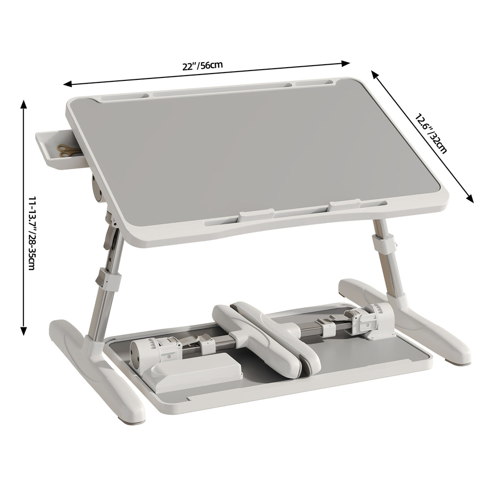 Table Laptop Pliable Lit Hauteur Ajustable - Bureau Ergonomique Tiroir Rangement