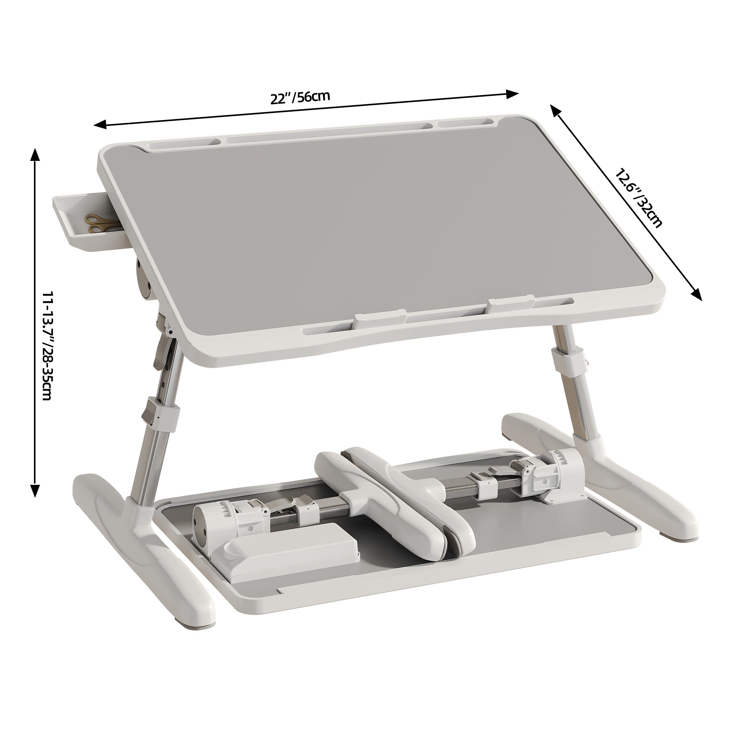 Table Laptop Pliable Lit Hauteur Ajustable - Bureau Ergonomique Tiroir Rangement