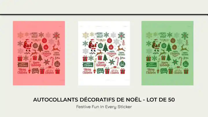 Autocollants D&eacute;coratifs de No&euml;l - Lot de 50 by@Outfy